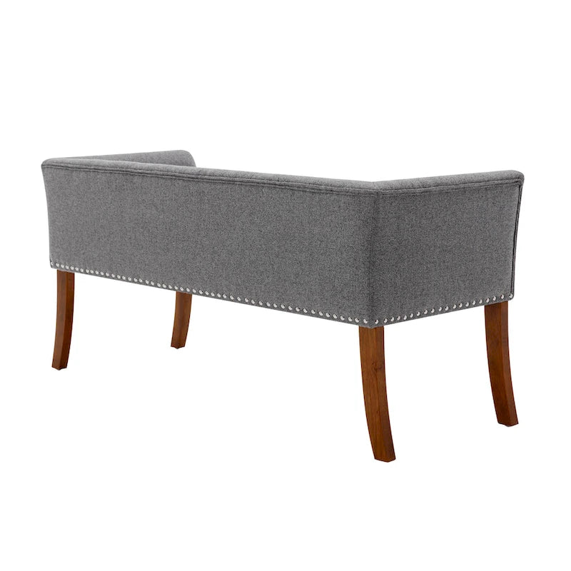 Fabric Upholstered Bench with Rubberwood Legs