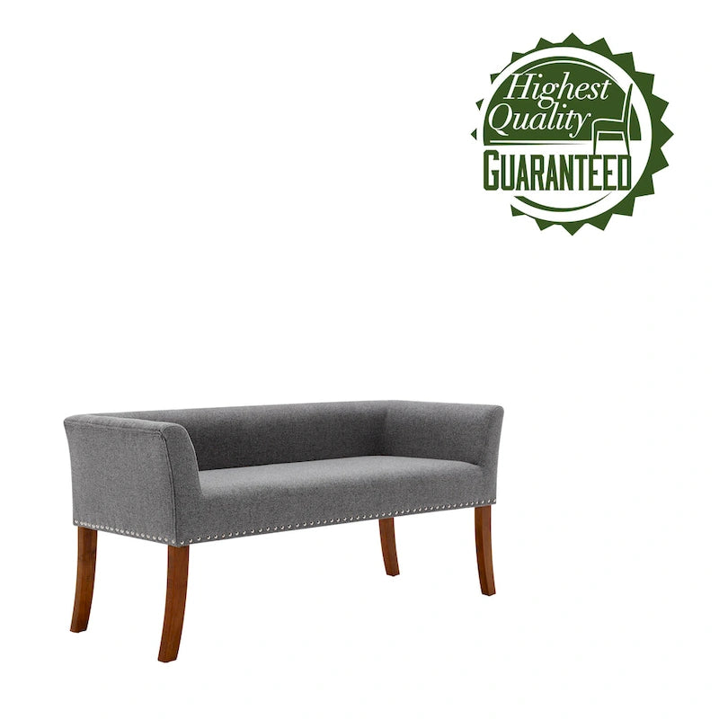 Fabric Upholstered Bench with Rubberwood Legs