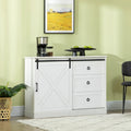Mobiletto da caffè in stile rustico, credenza da cucina, mobile buffet con anta scorrevole stile fienile e 3 cassetti portaoggetti, grigio scuro