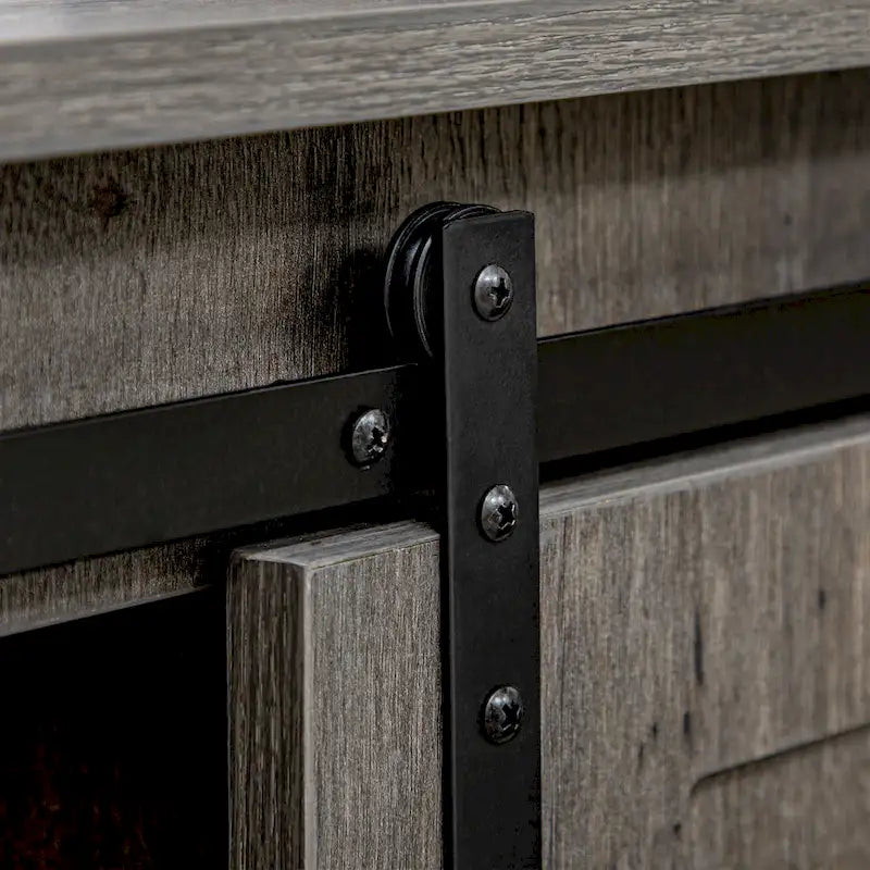Mobiletto da caffè in stile rustico, credenza da cucina, mobile buffet con anta scorrevole stile fienile e 3 cassetti portaoggetti, grigio scuro