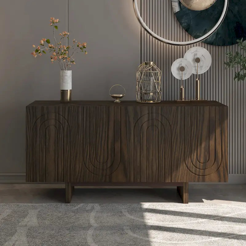 63 Modern Buffet Accent Storage Cabinet with 4 Door