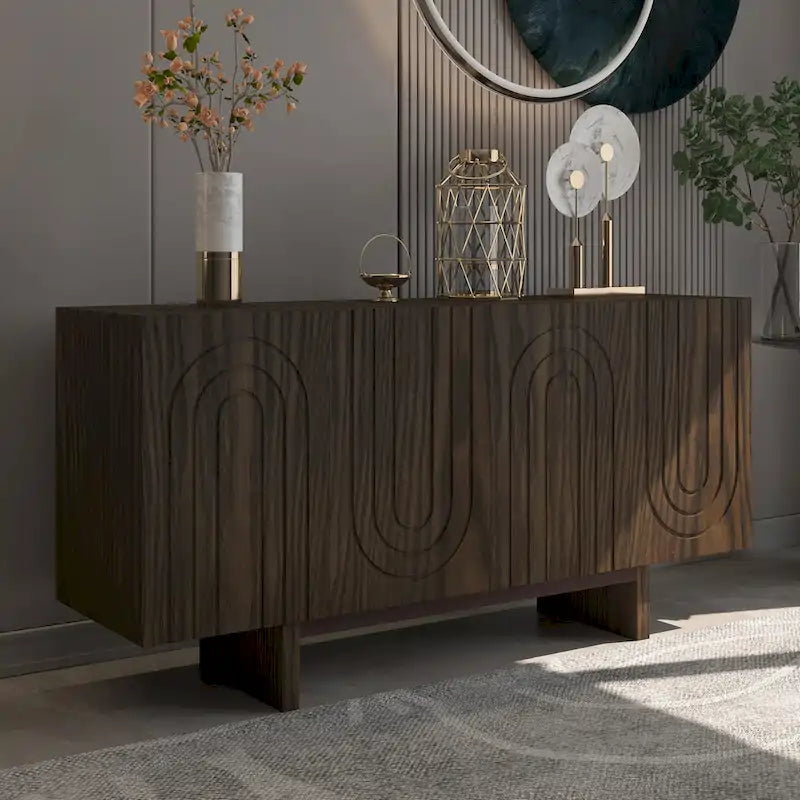 63 Modern Buffet Accent Storage Cabinet with 4 Door