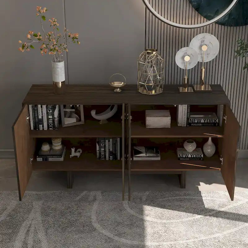 63 Modern Buffet Accent Storage Cabinet with 4 Door