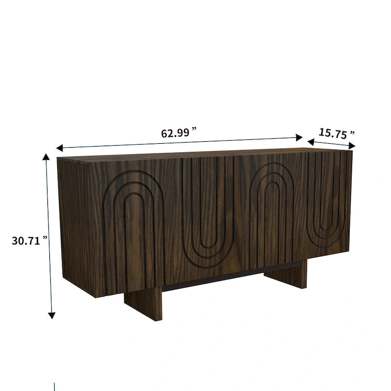 63 Modern Buffet Accent Storage Cabinet with 4 Door
