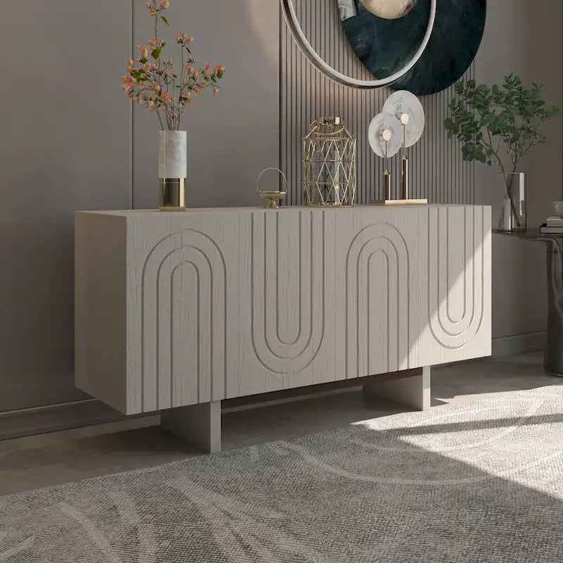 63 Modern Buffet Accent Storage Cabinet with 4 Door