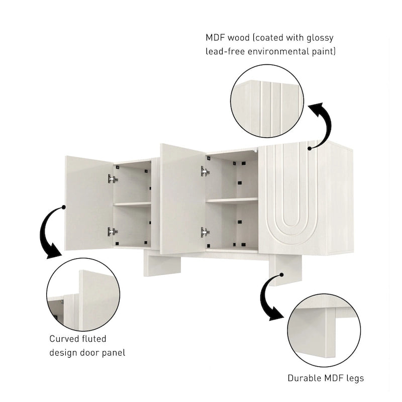 63 Modern Buffet Accent Storage Cabinet with 4 Door