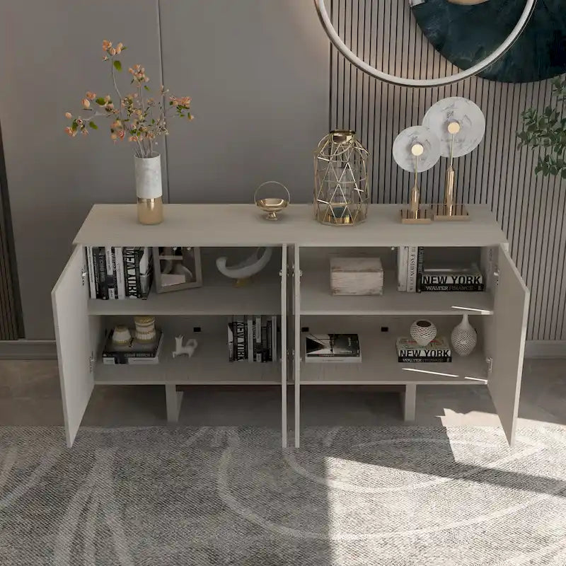 63 Modern Buffet Accent Storage Cabinet with 4 Door