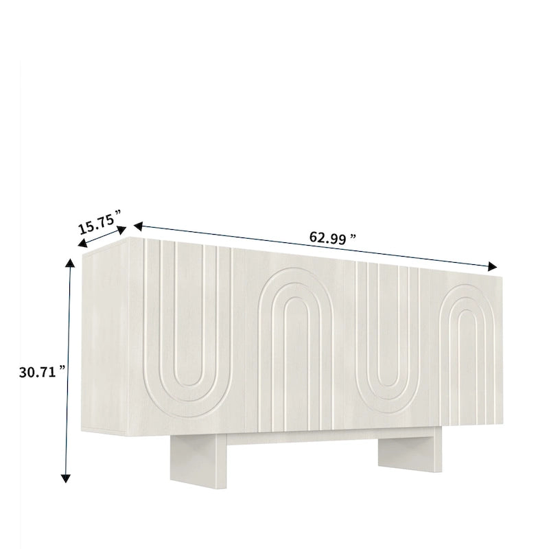 63 Modern Buffet Accent Storage Cabinet with 4 Door