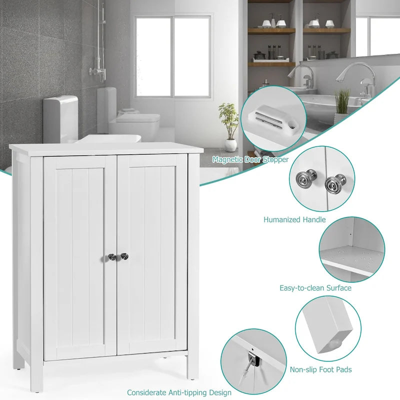 Wooden Bathroom Floor Cabinet Free Standing Storage Cabinet