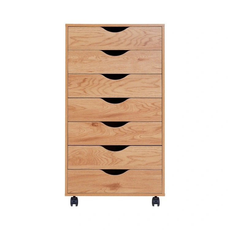 Schedario in legno da ufficio con 7 cassetti, per ufficio domestico, mobile schedario con ruote, mobile contenitore con ruote, cassetto schedario