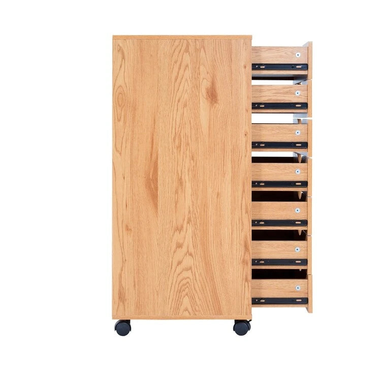 Schedario in legno da ufficio con 7 cassetti, per ufficio domestico, mobile schedario con ruote, mobile contenitore con ruote, cassetto schedario
