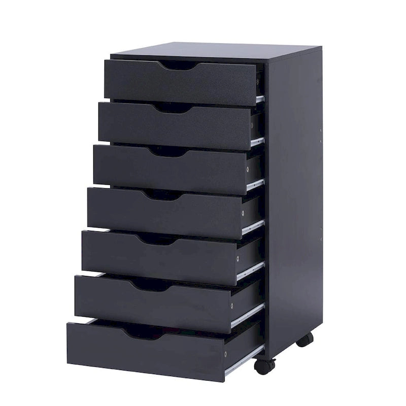 Schedario in legno da ufficio con 7 cassetti, per ufficio domestico, mobile schedario con ruote, mobile contenitore con ruote, cassetto schedario