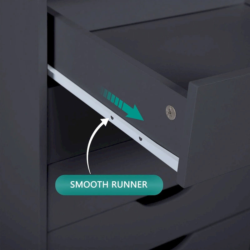 Schedario in legno da ufficio con 7 cassetti, per ufficio domestico, mobile schedario con ruote, mobile contenitore con ruote, cassetto schedario