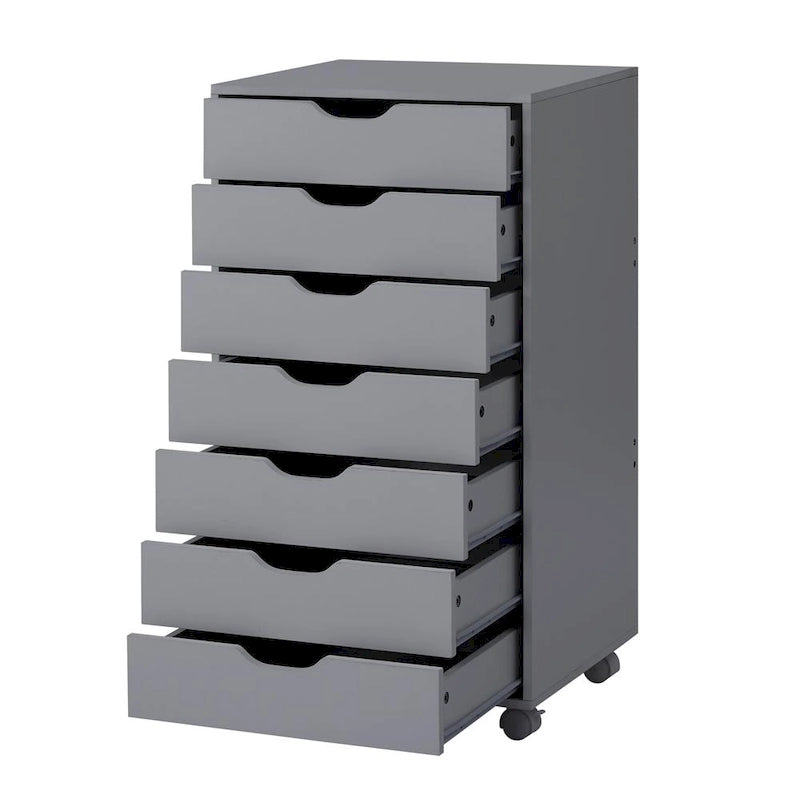 Schedario in legno da ufficio con 7 cassetti, per ufficio domestico, mobile schedario con ruote, mobile contenitore con ruote, cassetto schedario