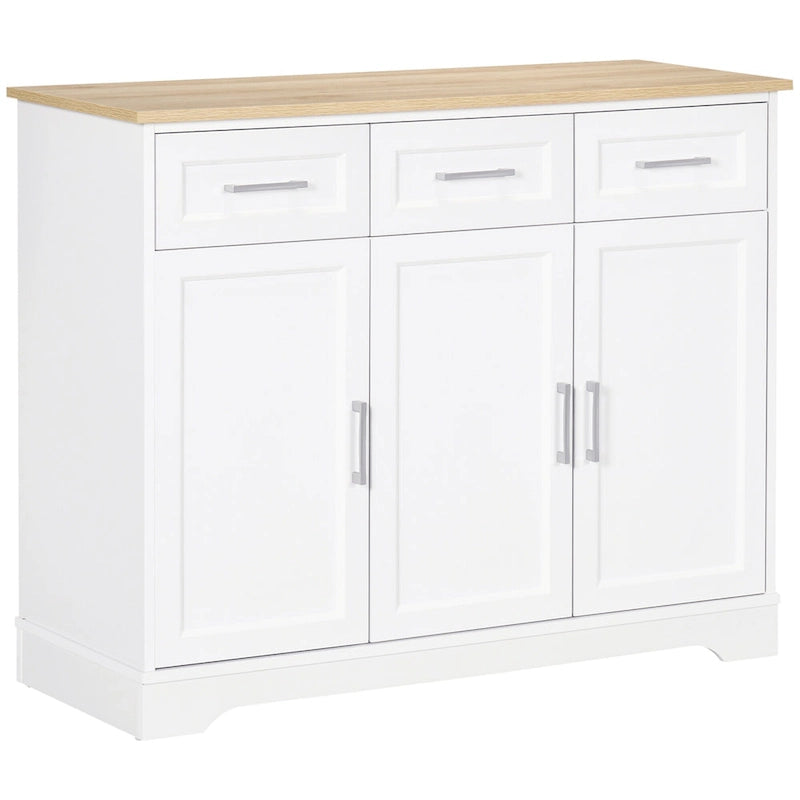 Modern Kitchen Sideboard Buffet Cabinet with Storage Versatility, 3 Drawers, Cabinets and Adjustable Shelf