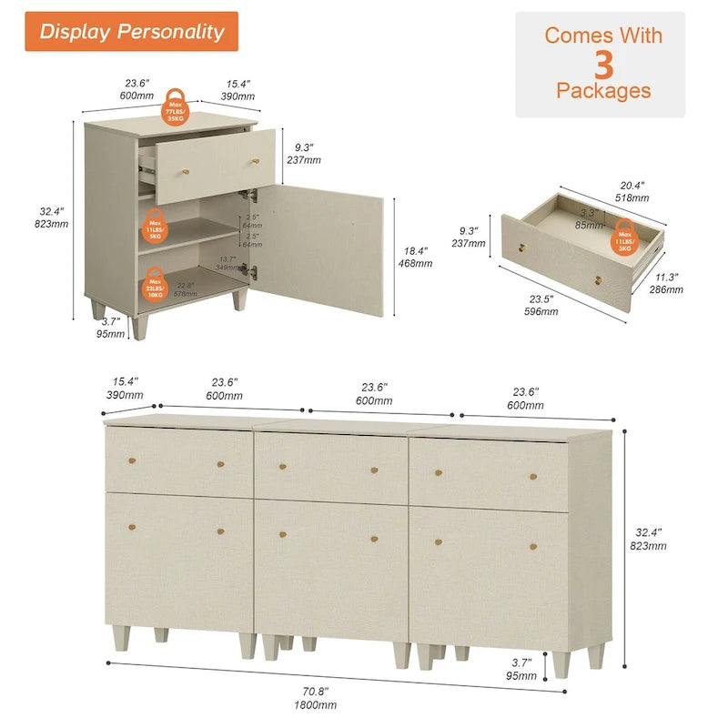 Sideboard Buffet Cabinet with Drawer and Door for Kitchen, Dining Room