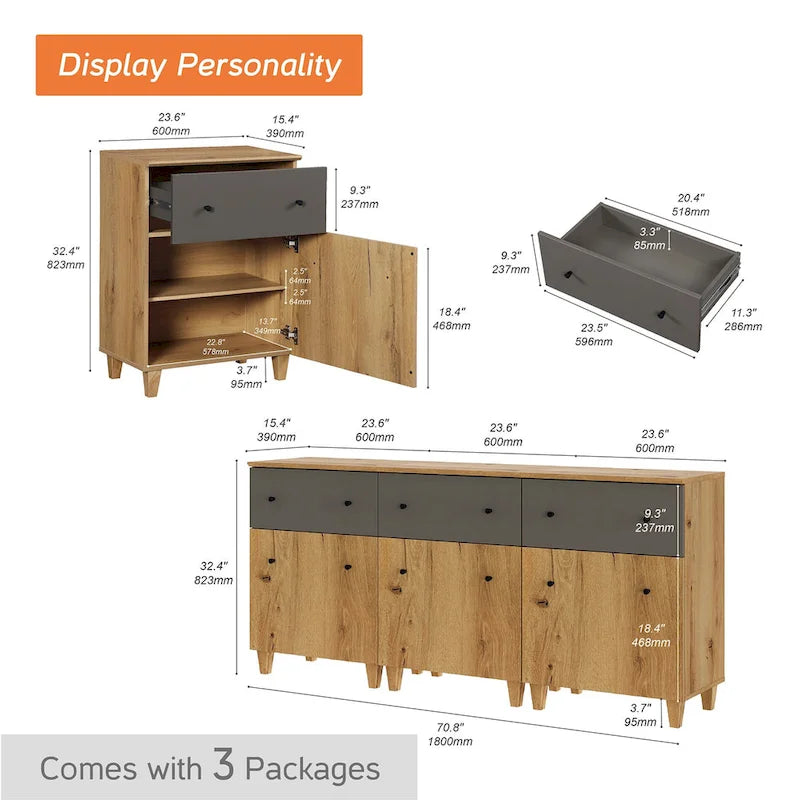 Sideboard Buffet Cabinet with Drawer and Door for Kitchen, Dining Room