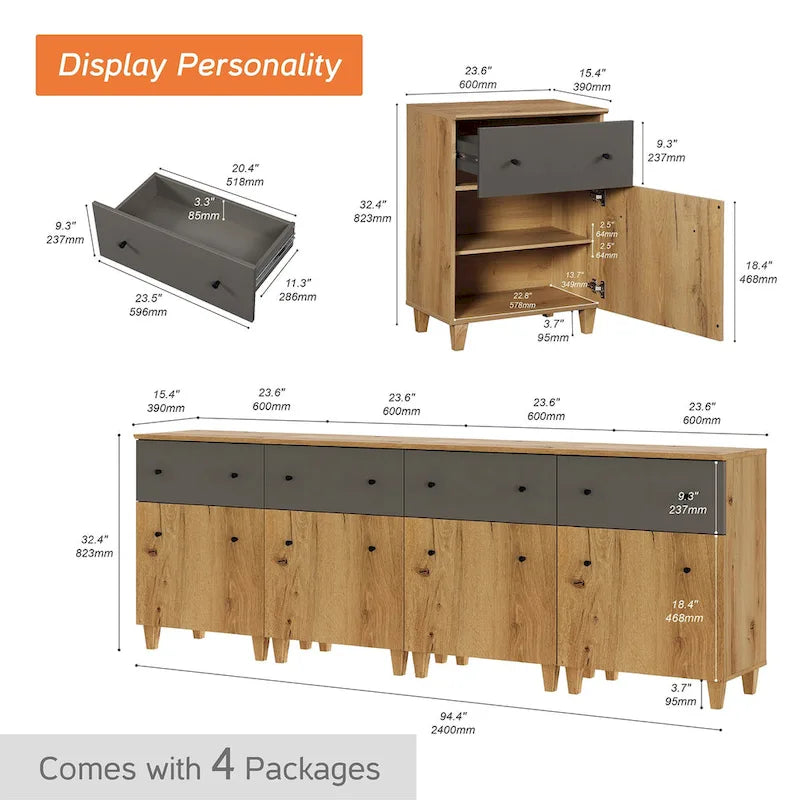 Sideboard Buffet Cabinet with Drawer and Door for Kitchen, Dining Room