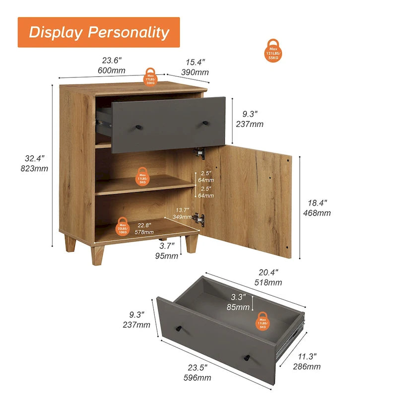 Sideboard Buffet Cabinet with Drawer and Door for Kitchen, Dining Room