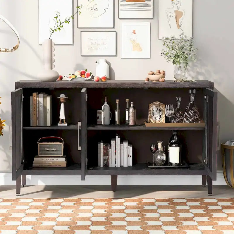 Mobile contenitore in legno da 58.2 con ante e ripiano regolabile - N/A