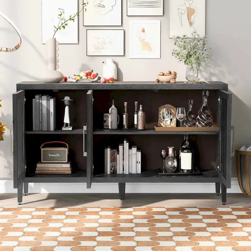Mobile contenitore in legno da 58.2 con ante e ripiano regolabile - N/A