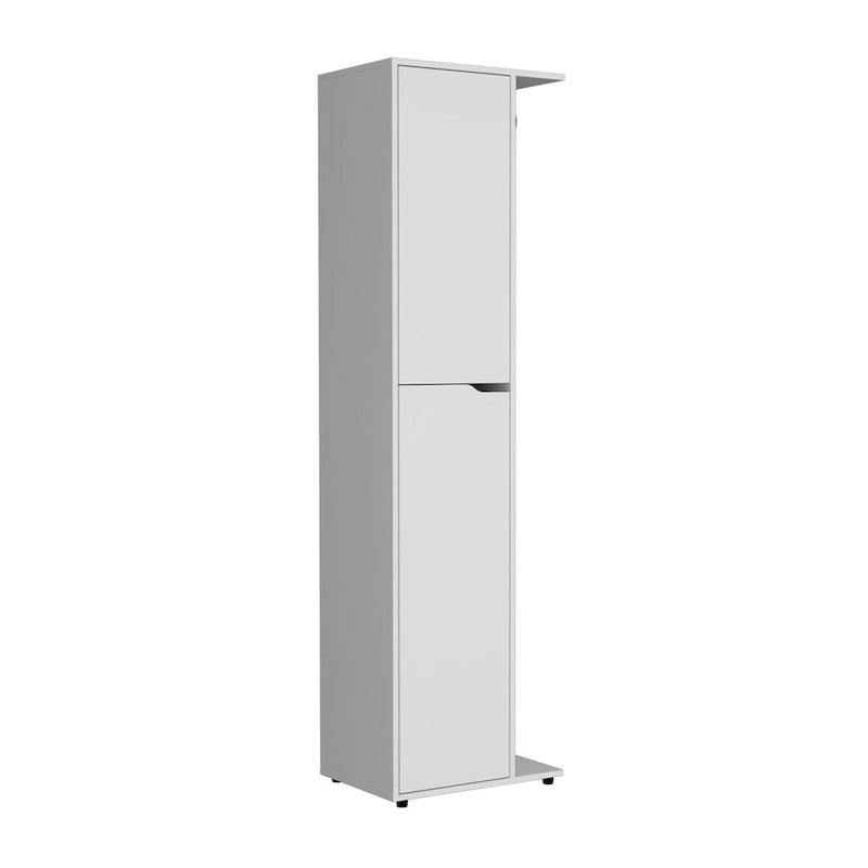 70-Inch High One Door and Four Shelves Engineered Wood White
