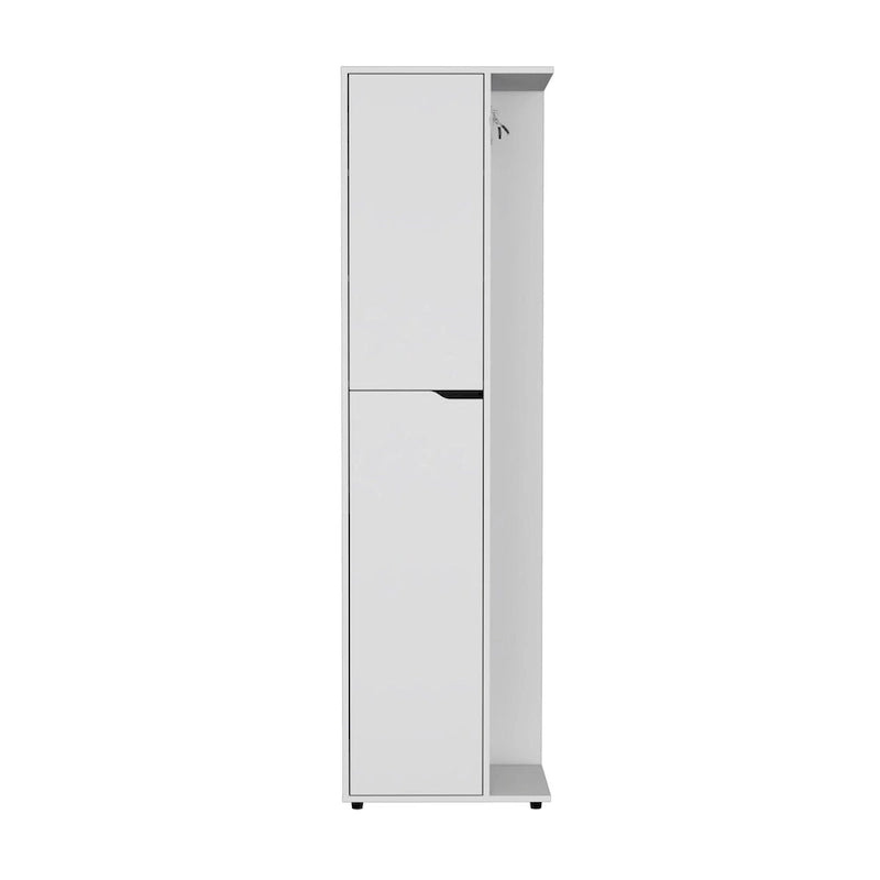 70-Inch High One Door and Four Shelves Engineered Wood White