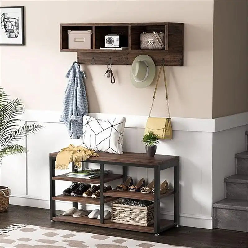 Shoe Bench 3 Storage Cubbies - 11.81 x 35.43 x 72