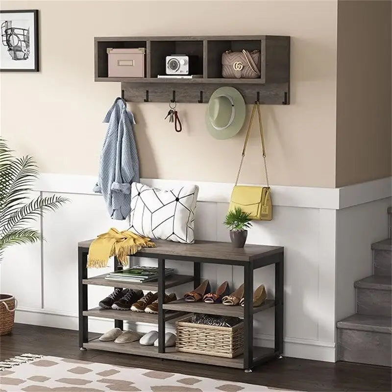 Shoe Bench 3 Storage Cubbies - 11.81 x 35.43 x 72