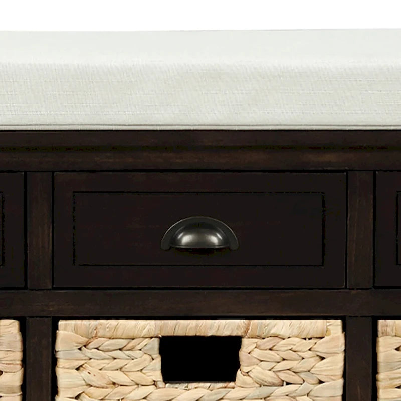 Panca contenitore classica stile rustico con cuscino rimovibile in misto lino