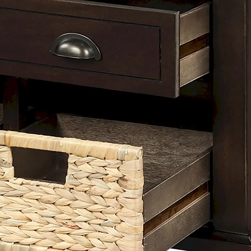 Panca contenitore classica stile rustico con cuscino rimovibile in misto lino