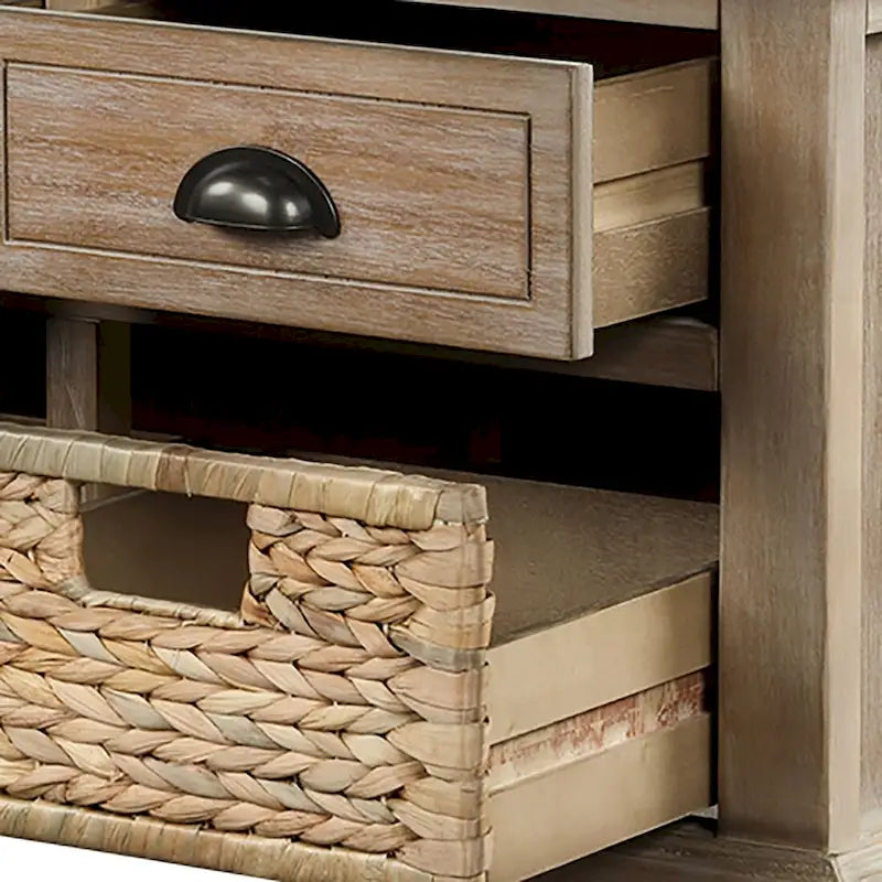 Panca contenitore classica stile rustico con cuscino rimovibile in misto lino