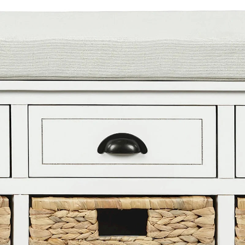 Panca contenitore classica stile rustico con cuscino rimovibile in misto lino