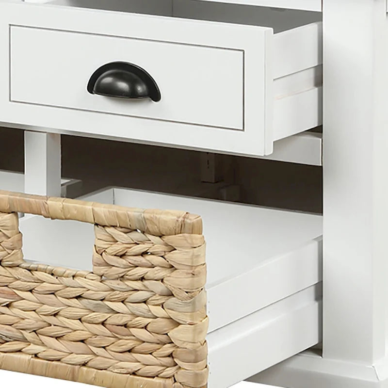 Panca contenitore classica stile rustico con cuscino rimovibile in misto lino