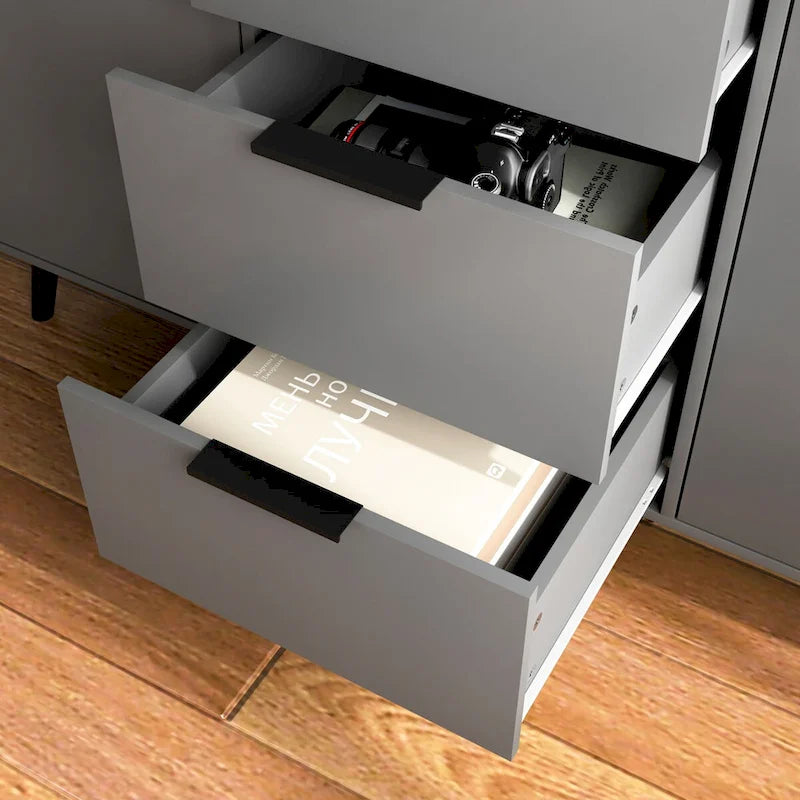 Sideboard Buffet Cabinet with Storage, Wood Coffee Bar Cabinet, 47.2 Kitchen Cabinet with 3 Drawers & 2 Doors