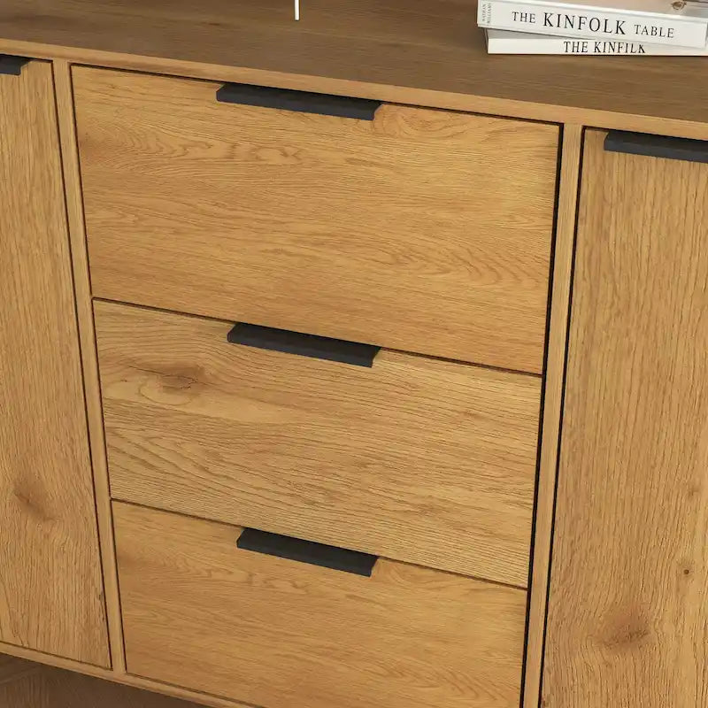 Credenza contenitore, mobile bar in legno, mobile da cucina da 47.2 con 3 cassetti e 2 ante