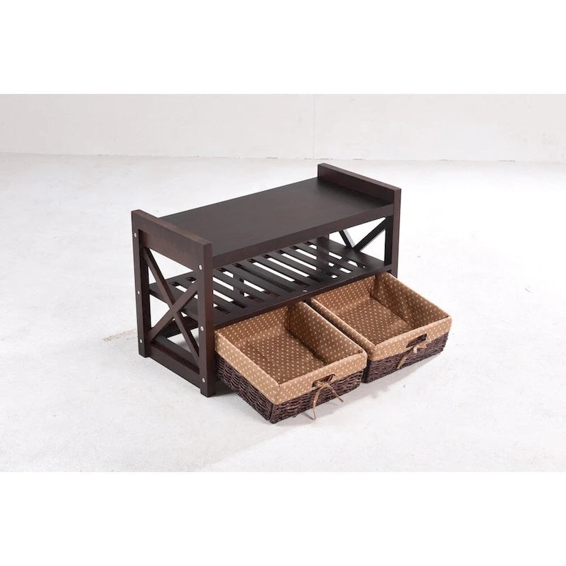 Solid Wood Entryway Storage Bench