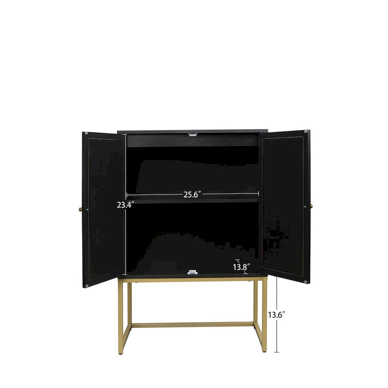 Natural rattan, 2 Door high cabinet, adjustable shelf, Easy Assembly, Free Standing Cabinet for Living Room Bedroom