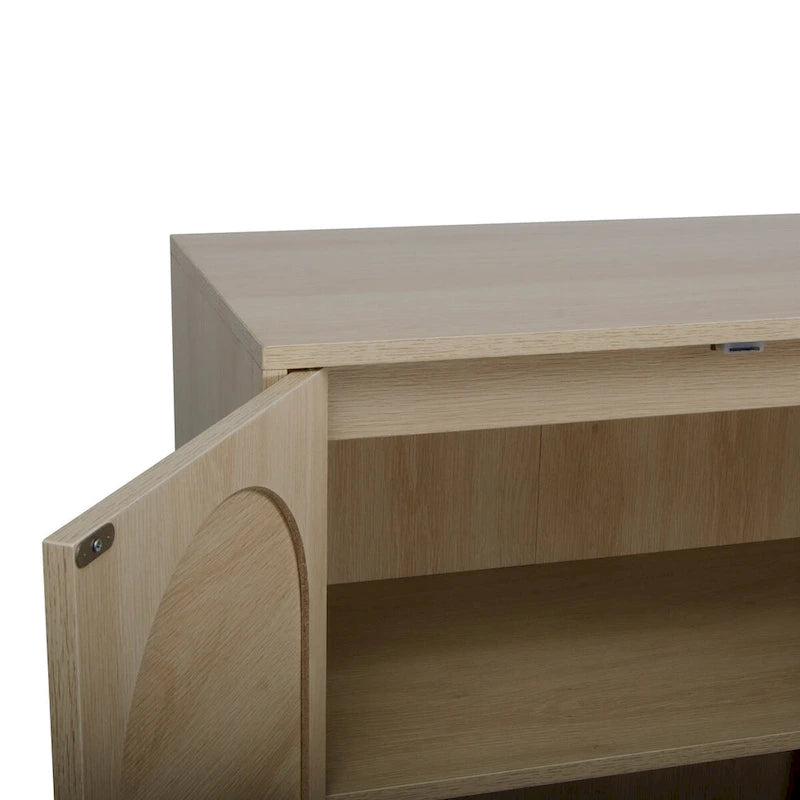 Natural rattan, 2 Door high cabinet, adjustable shelf, Easy Assembly, Free Standing Cabinet for Living Room Bedroom