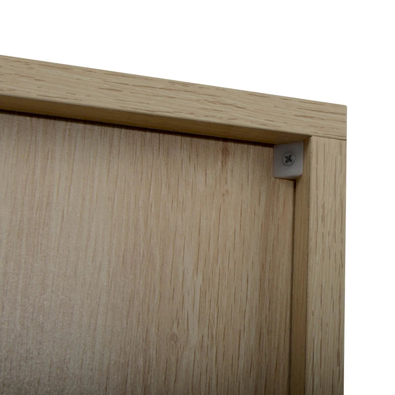 Natural rattan, 2 Door high cabinet, adjustable shelf, Easy Assembly, Free Standing Cabinet for Living Room Bedroom