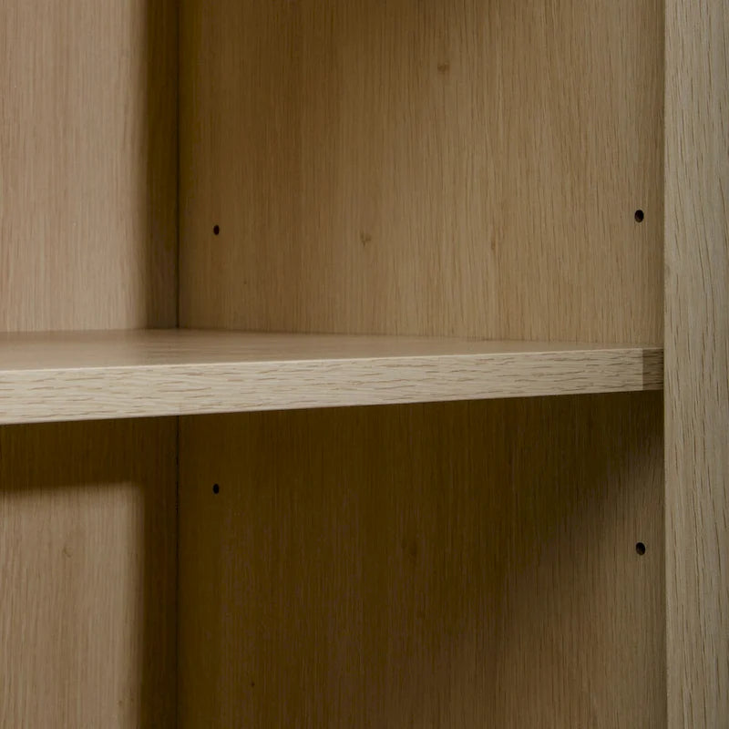 Natural rattan, 2 Door high cabinet, adjustable shelf, Easy Assembly, Free Standing Cabinet for Living Room Bedroom