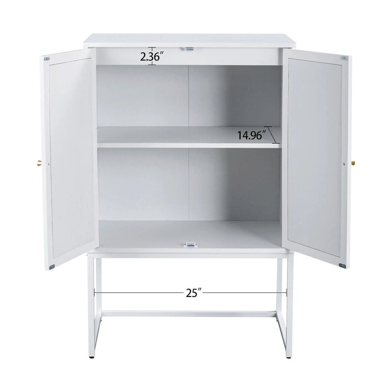 Natural rattan, 2 Door high cabinet, adjustable shelf, Easy Assembly, Free Standing Cabinet for Living Room Bedroom