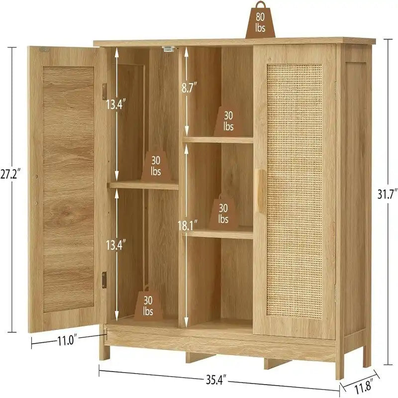 Szafka do przechowywania z dwojgiem drzwi i 4 półkami - 11.8D x 35.4W x 31.7H