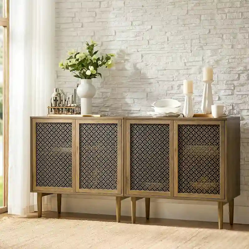 Mobile decorativo moderno a due ante (alto 32", con luci, set da 2 pezzi)