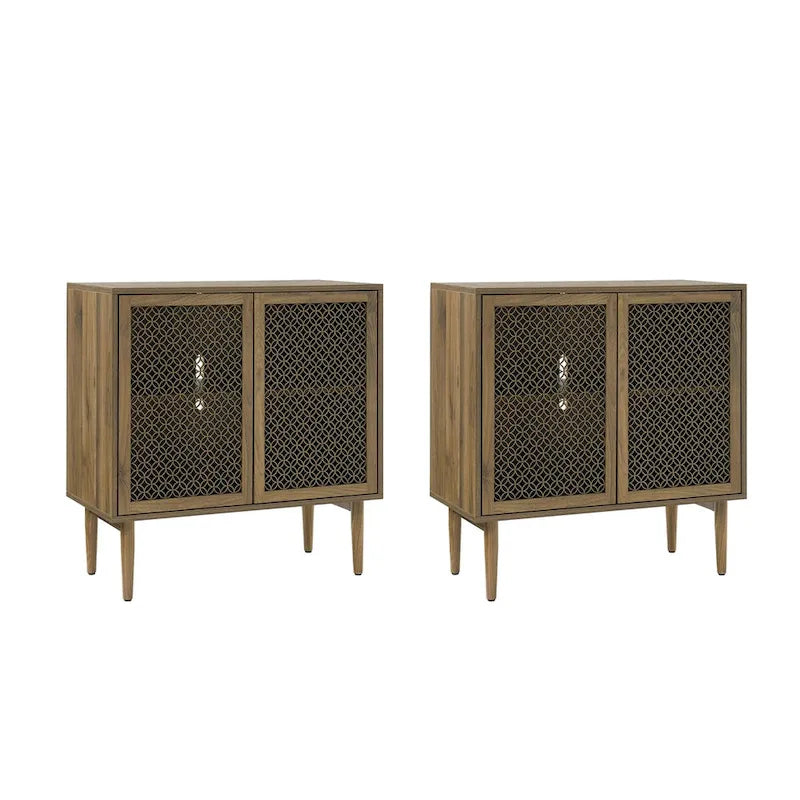 Mobile decorativo moderno a due ante (alto 32", con luci, set da 2 pezzi)
