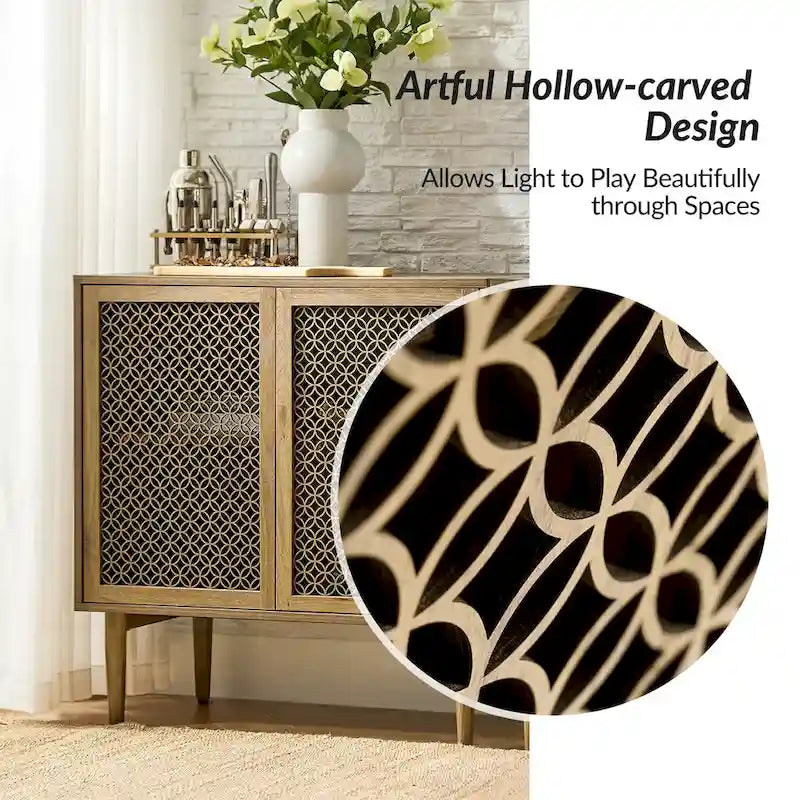 Mobile decorativo moderno a due ante (alto 32", con luci, set da 2 pezzi)