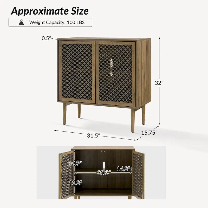 Mobile decorativo moderno a due ante (alto 32", con luci, set da 2 pezzi)