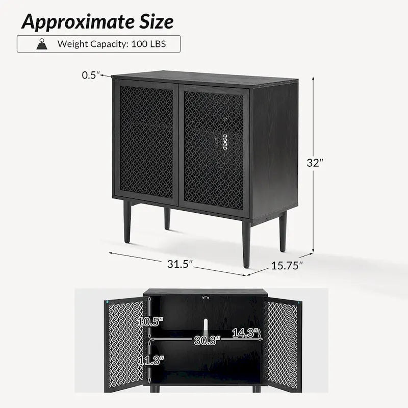 Mobile decorativo moderno a due ante (alto 32", con luci, set da 2 pezzi)