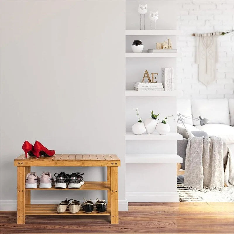 3 Tier Shoe Rack Small Bench - 11D x 27.6W x 17.7H