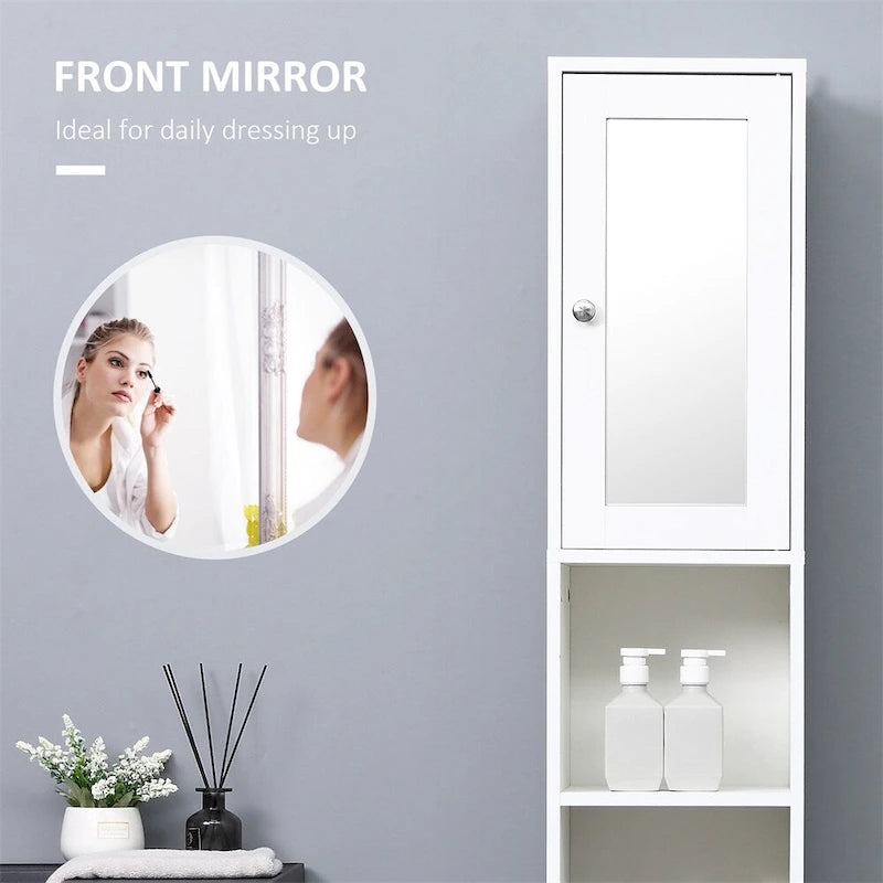 Mobiletto alto da bagno con specchio, colonna indipendente